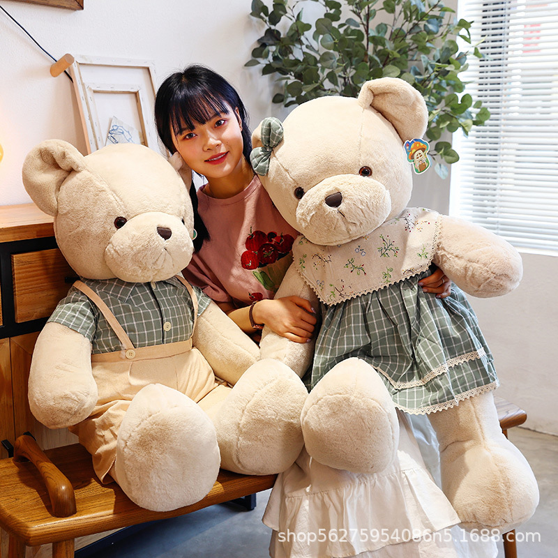 Peluches de osos frescos, pareja de osos grandes, animales de peluche grandes, muñecos de peluche para dormir para niños, osos de peluche