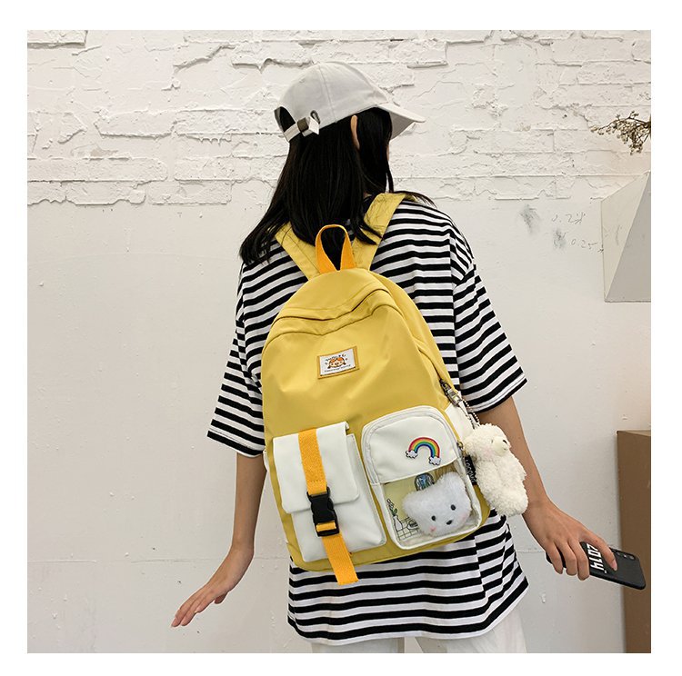 Korean Student Hit Color Backpack Soft School Bag display picture 30