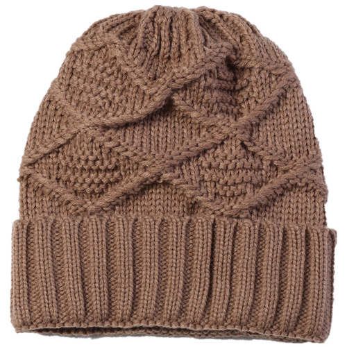 New Knitted Beanie for Men and Women, Cross-Border, Western Style, Autumn/Winter Patterned Diamond Knit Warm Cycling Ear Hat