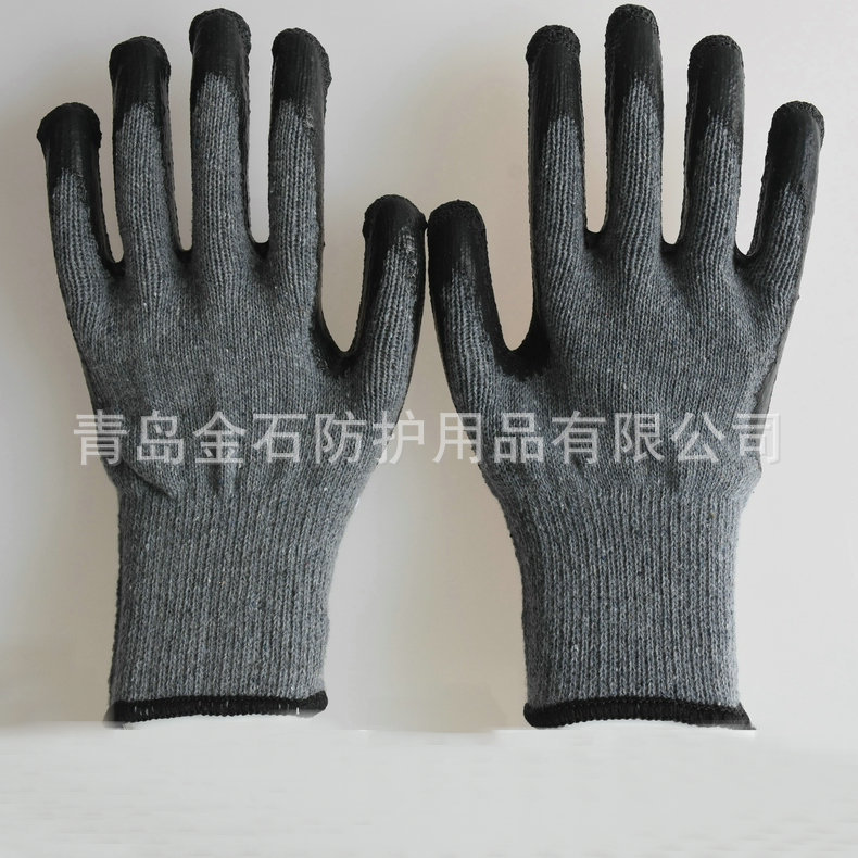 厂家供应10针10支棉纱皱纹手套 乳胶皱纹手套 劳保用品