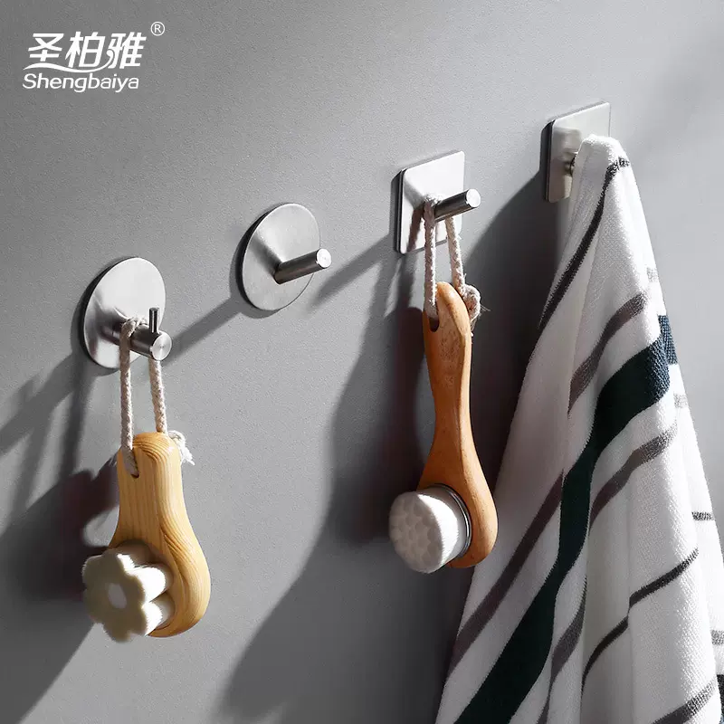 304不锈钢挂钩门后粘钩墙壁免打孔衣钩厨房挂钩跨境创意单钩