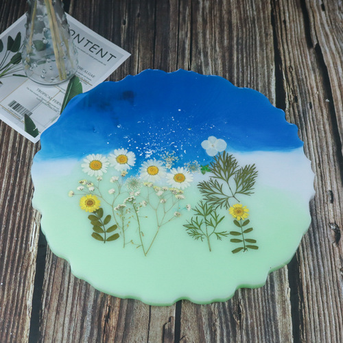 Biyixing Products DIY Crystal Resin Droplet Mold Silicone Large Round Tray for Making Mirror Silicone Display Platform