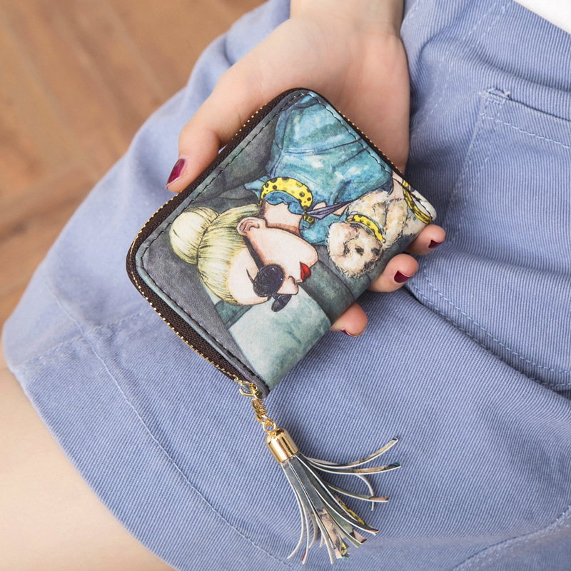 Cartoon card holder with zipper