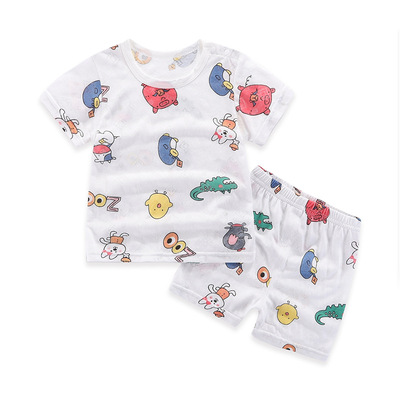 2020 new pattern men and women baby children summer Thin section Bamboo fiber Short sleeved suit Jacquard weave Home Furnishings pajamas