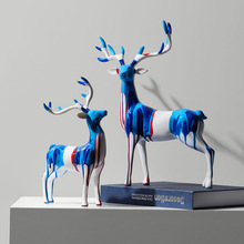 北欧艺术鹿摆件创意招财轻奢客厅玄关电视柜桌面软装饰品创意礼物