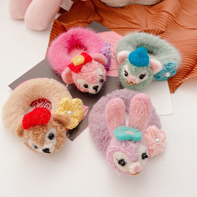 Cartoon Color Matching Furry Hair Ring Hair Clip display picture 10