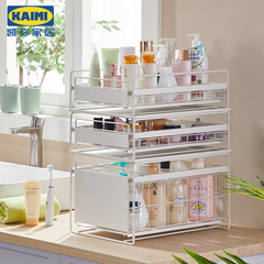 化妝品置物架單層台面家用抽拉式抽屜架子櫥櫃  分層下水槽收納架