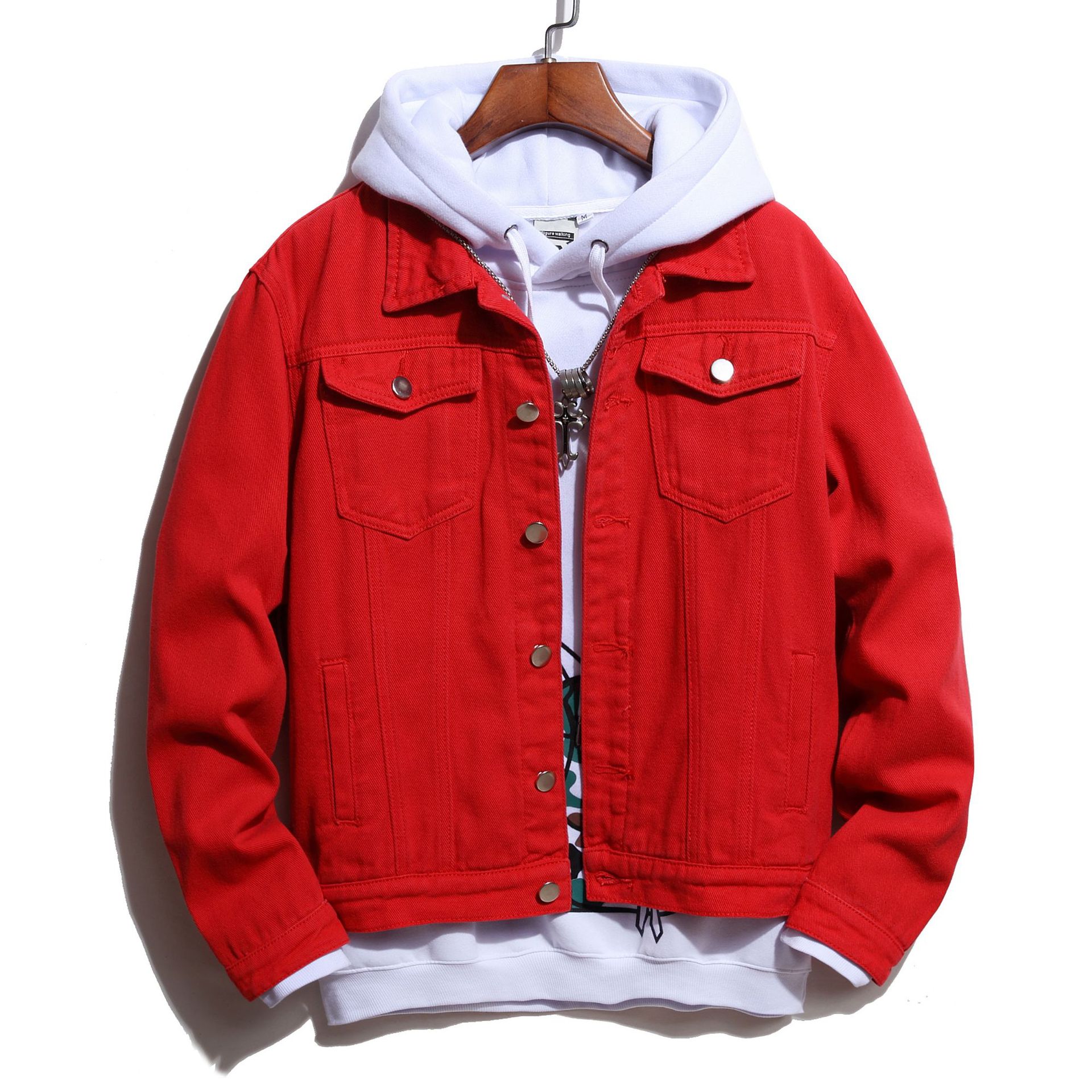 plus size red denim jacket