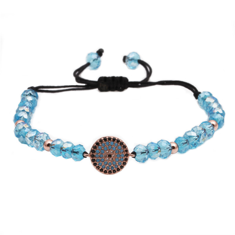 Micro Inlaid Zircon Eye Bracelet Faceted Crystal Woven Adjustable Bracelet Wholesales Yiwu Suppliers China display picture 9