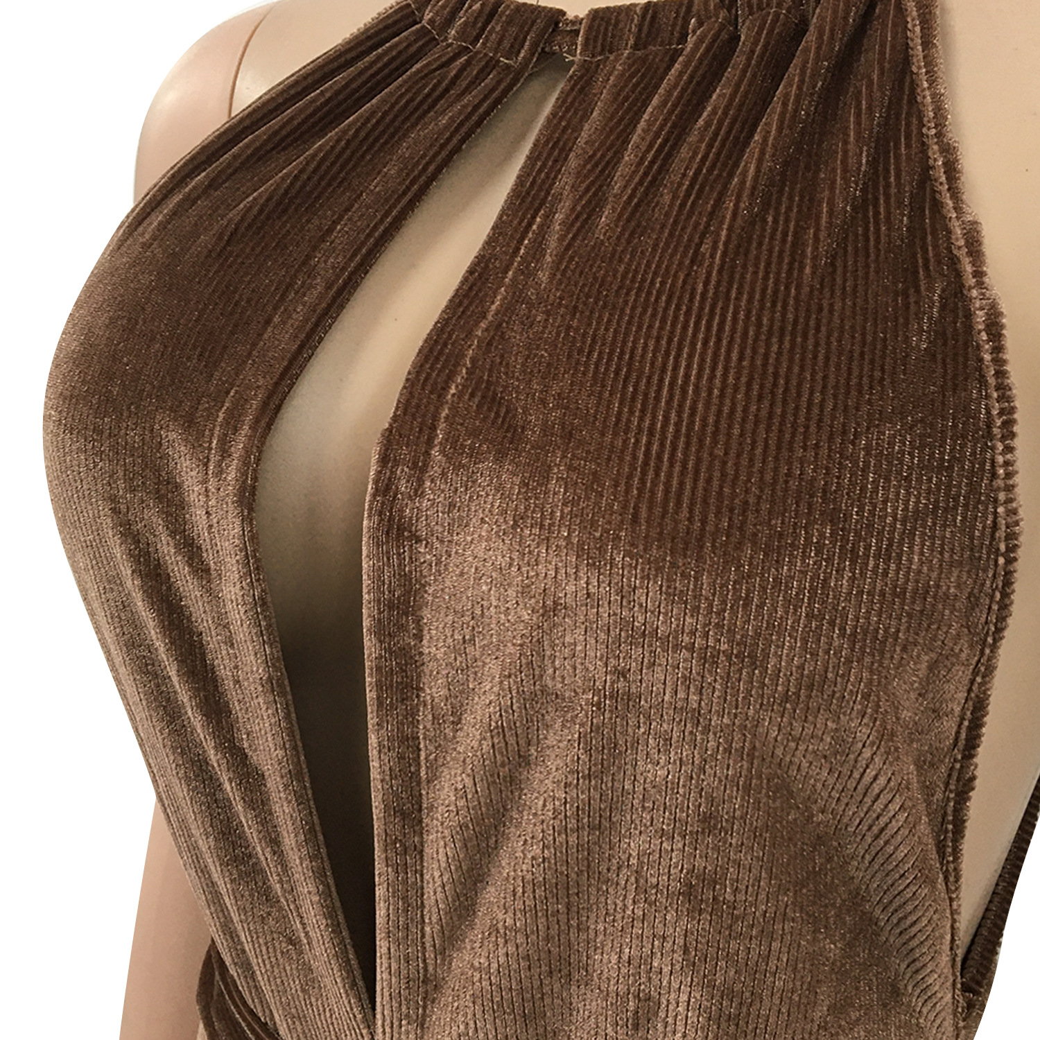 Sexy Lace Up Stretch Split Women Jumpsuit