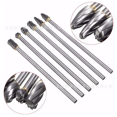 Carbide rotary file tungsten steel hob alloy grinding head woodworking wood carving grinding head root carving 6-piece set