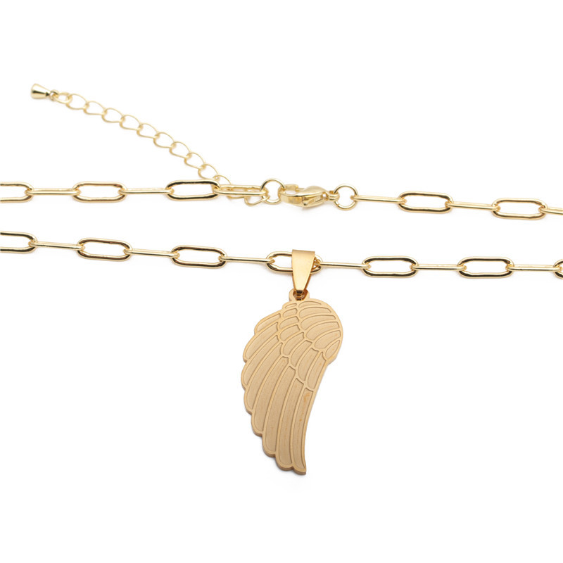 Hip-hop Titanium Steel Angel Wings Necklace display picture 3