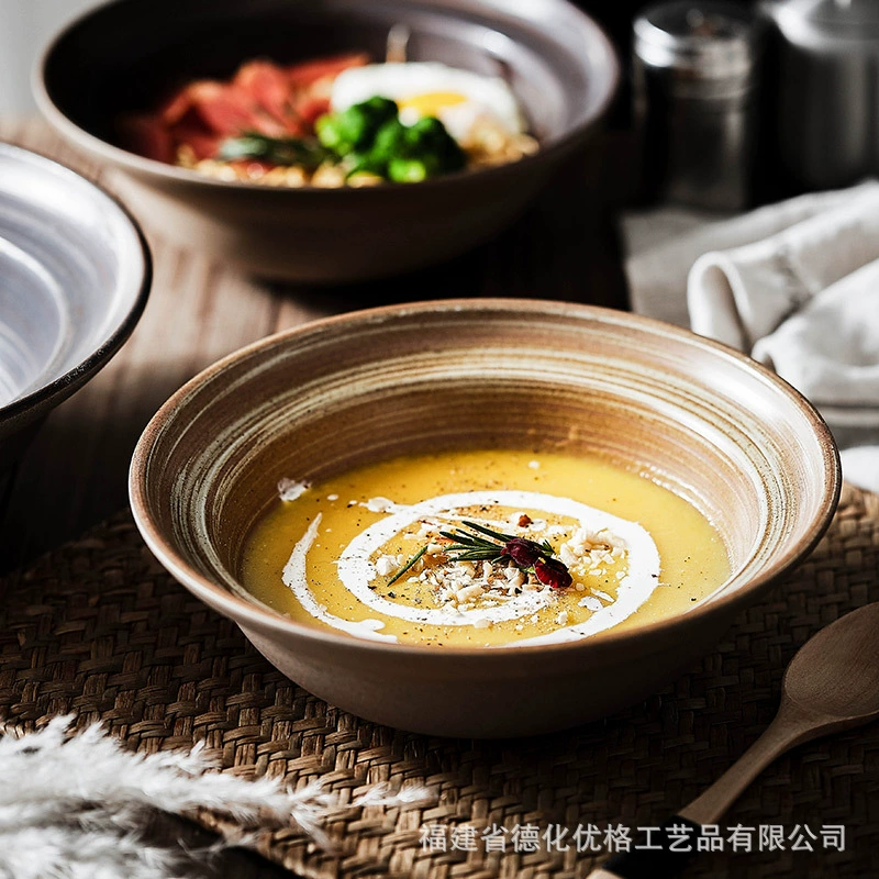 plate creative retro crusted тао west food date vegetable salad poor noodle cabbage straw hat soup displate display