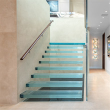 公寓/别墅/室内外楼梯  玻璃踏步L形/U形直梯 定制钢化玻璃栏杆