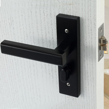 黑色卫生间门锁无钥匙小锁舌铝合金门洗手间厕所卫浴锁单舌通用型