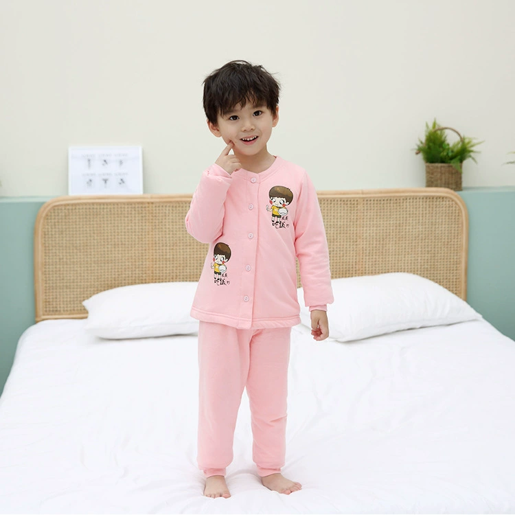 Осенне-зимнее детское шелковое термобелье Синий Розовый с мультяшным принтом осенняя одежда с длинными рукавами длинные брюки Детский костюм оптом