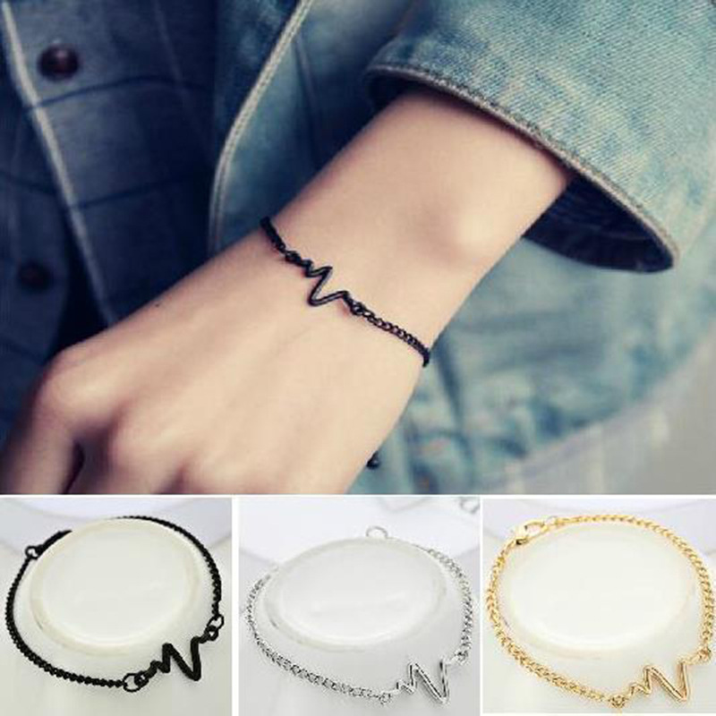 Cross-border explosions simple personality design ECG lightning bracelet lovers heartbeat heartbeat frequency bracelet wholesale