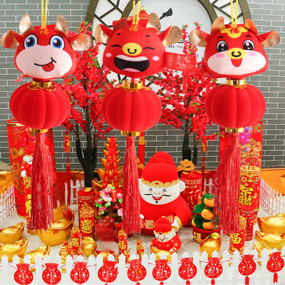 2021新款春節裝飾公仔燈籠裝飾挂件商場店鋪元旦氣氛裝飾布置挂件
