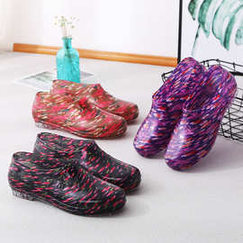 厂家批发低帮雨鞋橡胶鞋 女式印花短筒水鞋 妈妈厨房防水塑料雨靴