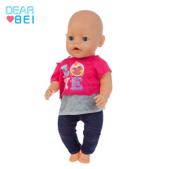 New 18-inch American girl doll clothes, LOVE printed top and jeans, Shafu doll clothes