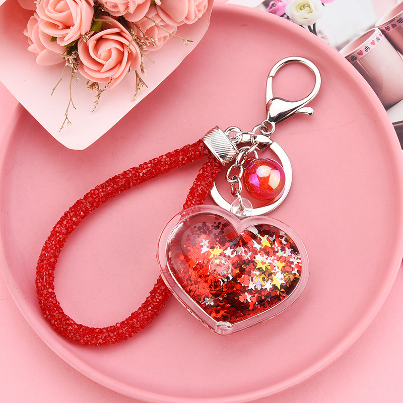 Coeur Acrylique Paillettes Fluides Quicksand Keychain Gros Nihaojewelry display picture 1