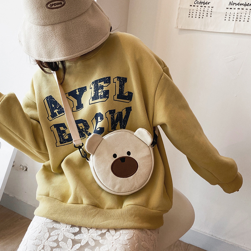 New Fashion Cute Bear Canvas Student Shoulder Bag Mobile Phone Bag Cute Cute Embroidery Cartoon Bag display picture 18