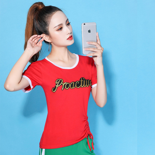 2020 Square Dance Women's Summer Set New Style Short Sleeve Cotton T-Shirt Dancing Clothes Summer Plus Size