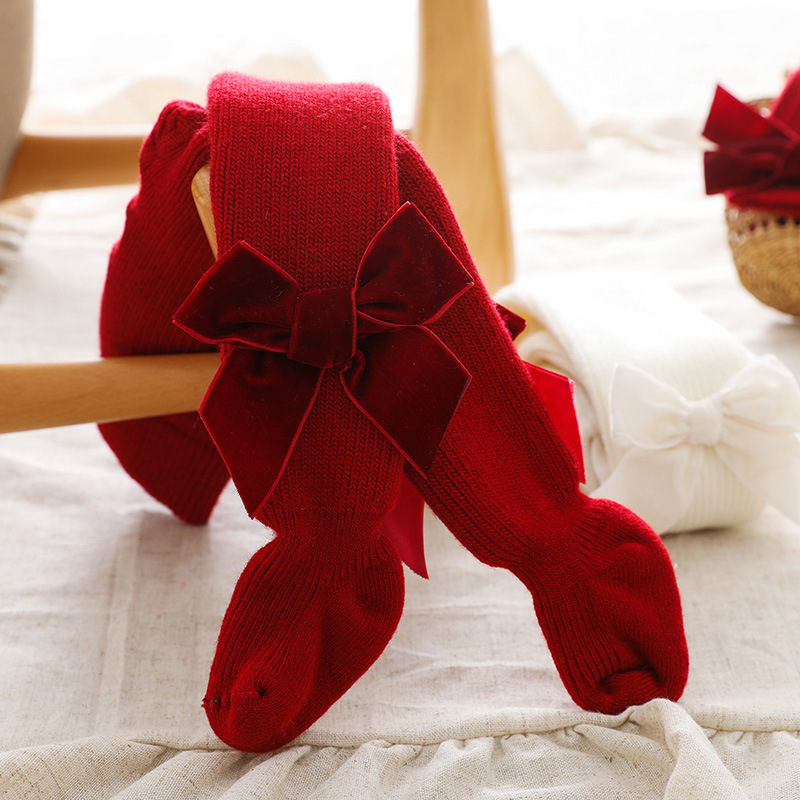 Christmas Fashion Solid Color Bowknot Fleece Polyacrylonitrile Fiber Pants & Leggings display picture 4
