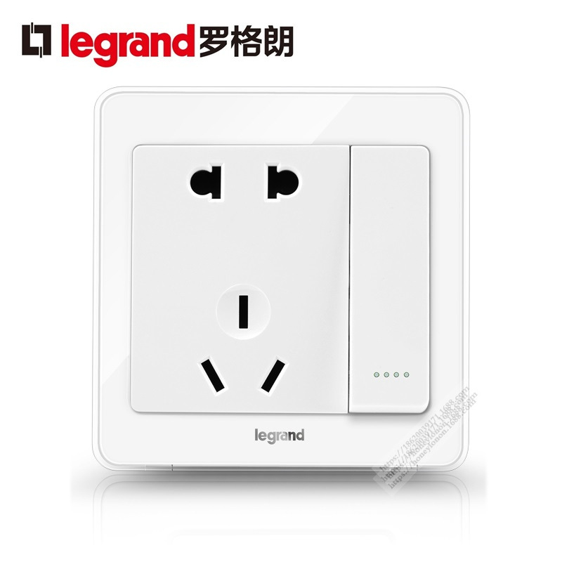 Legrand 逸典圆 带双控开关二三插 (冰莹白)V7C/25/10USL
