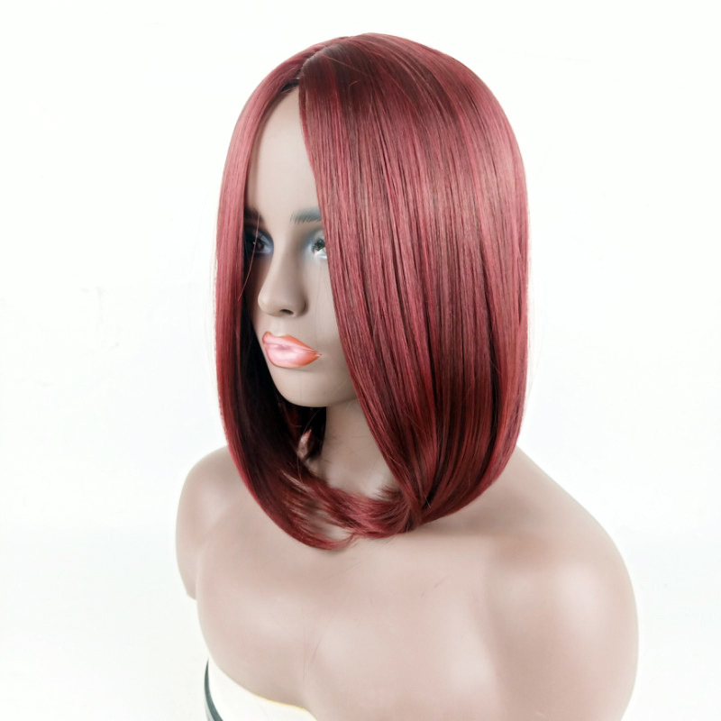 Unisex Fashion Street High Temperature Wire Centre Parting Short Straight Hair Wigs display picture 2