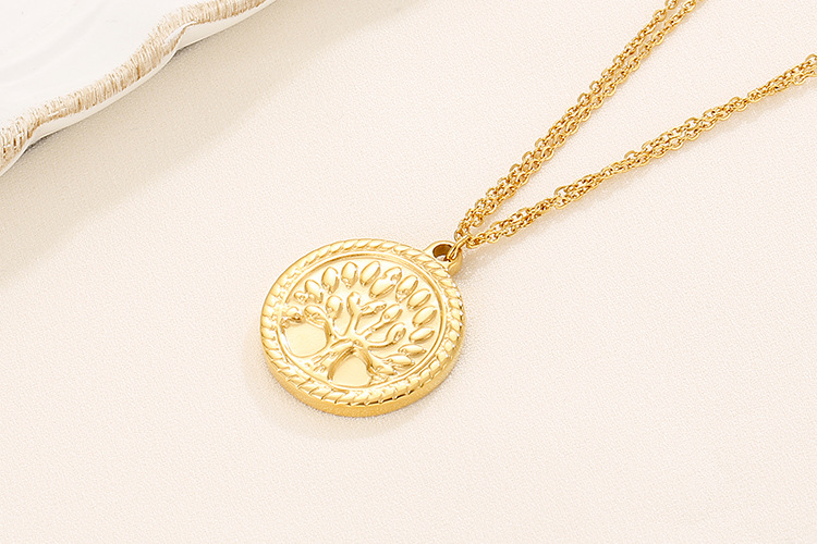 new tree pendent double-layer stainless steel bracelet necklace set wholesale Nihaojewelry