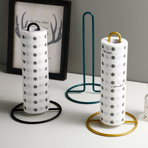 Paper towel holder Nordic gold storage rack wrought iron dining table kitchen plastic wrap storage roll paper holder desktop oil-absorbing paper holder