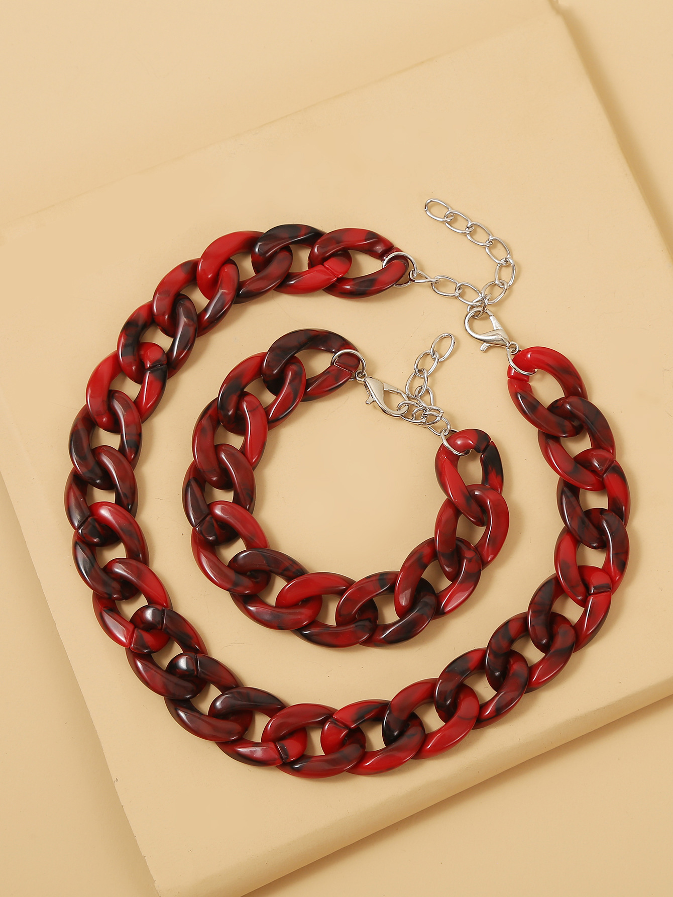 Bohemian Acetate Plate Twist Fashion Necklace Bracelet 2-piece display picture 3