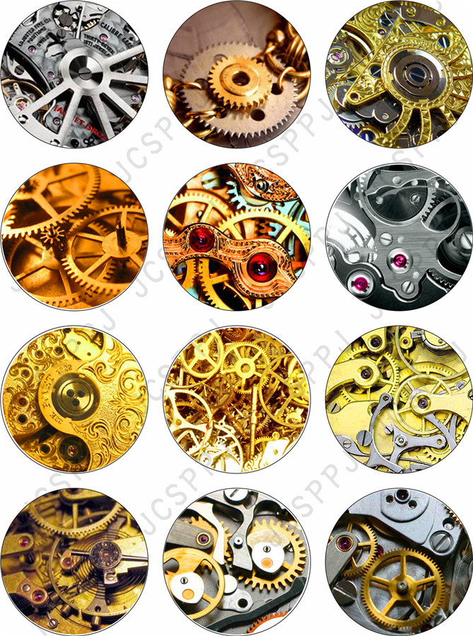 跨境复古机械图案时光宝石 项链挂件饰品配件 可来图定制夜光