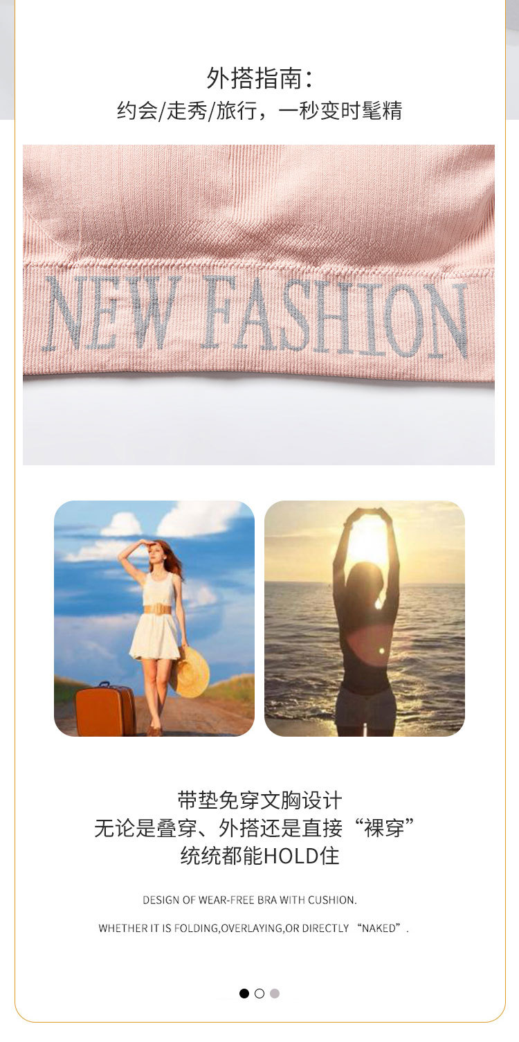 New fashionable lace wide shoulder straps, beautiful back wraps around the chest, English letter yoga outerwear, cotton lining, chest cushion underwear for women detail image 4
