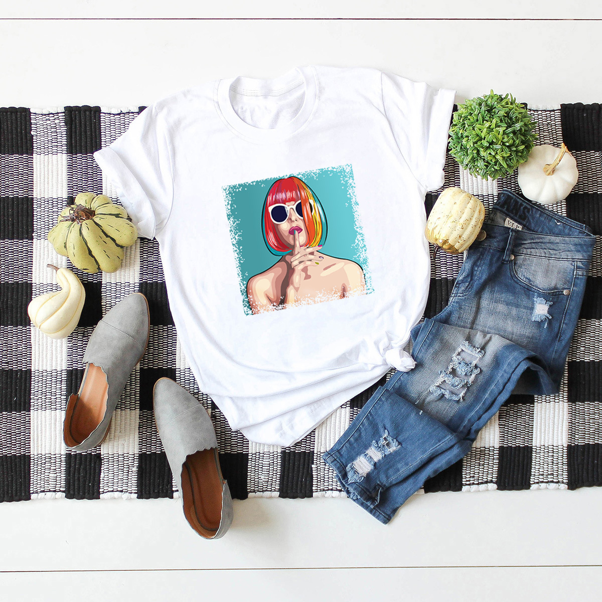 cartoon print comfortable short-sleeved T-shirt NSSN21229