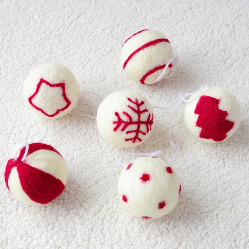 圣诞树 羊毛毡圈圈装饰诺琪雪花球球diy材料小挂件圣诞节雪花品