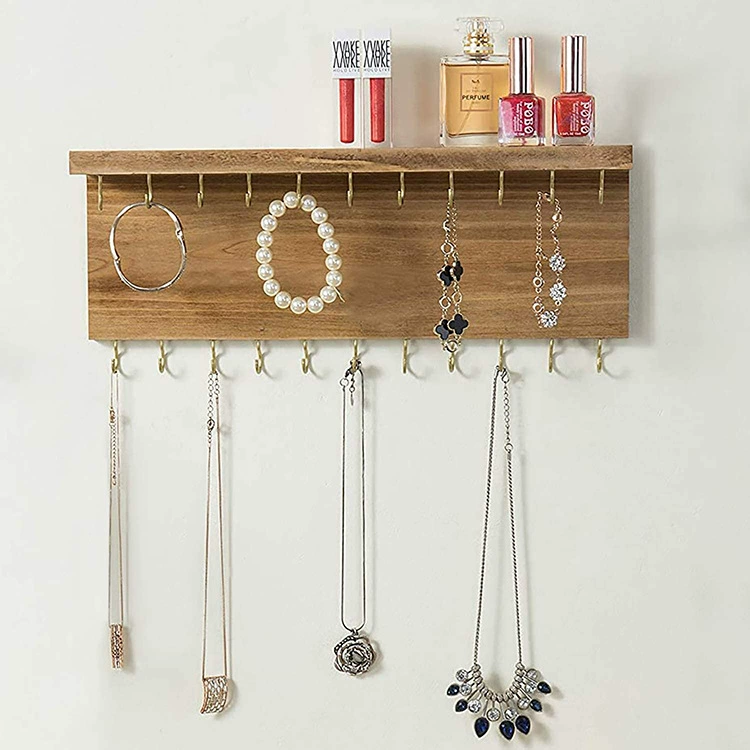 Фабрика Оптовая настенная полка орех бук стены ювелирные изделия стойки ожерелье дисплей стеллаж для хранения