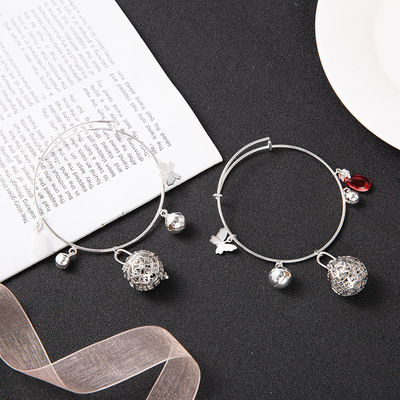 Bless Flower Silver Butterfly Derivative Bracelet Bracelet Jewelry periphery Small bell Antiquity luminescence Bracelet new pattern