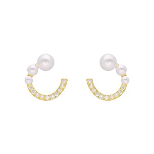 ក្រវិល នារី Silver Pearl Earring Female Retro Sweet Love PZ870791