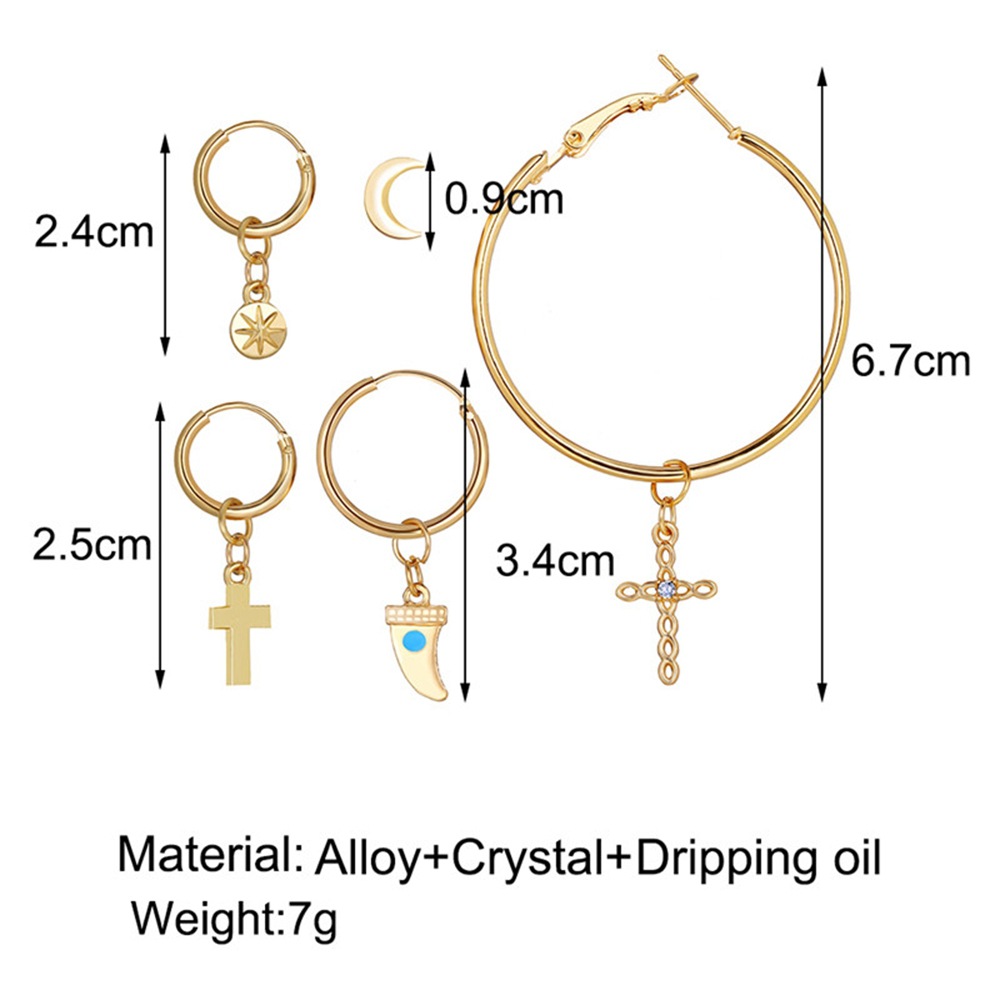 Alloy Metal Cross Crescent Ear Clip Set display picture 1