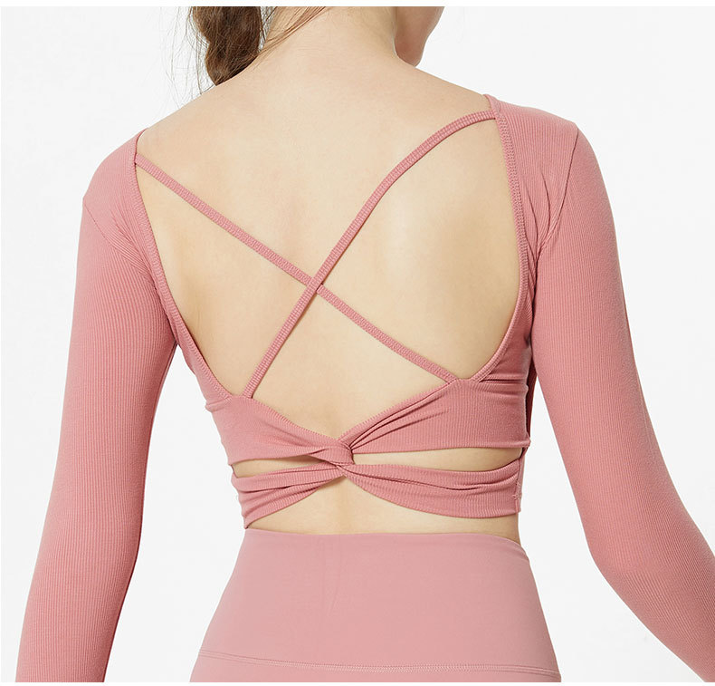 Round Neck Neckline Solid Color Pattern Sports Solid Color Artificial Cotton Round Neck Backless Active Tops Crop Top