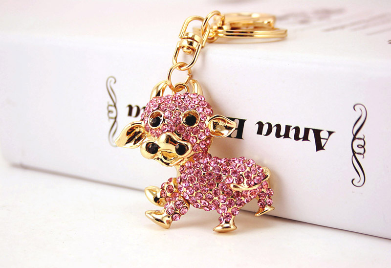 40g Weight Alloy, Metal Material Constellation Pattern Unisex Gender White, Pink, Blue Color  Korean Cute Fashion Little Cow Keychain 6