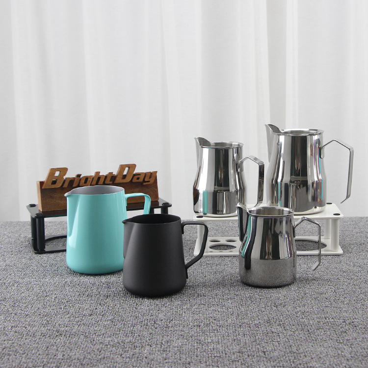 可定制304不锈钢拉花杯 特氟龙彩色尖嘴奶杯 现货长嘴意式咖啡杯|ms