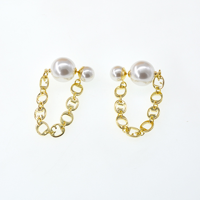 Korean Fashion Simple  Pearl Chain Tassel Long Earrings Wholesale Nihaojewelry display picture 8