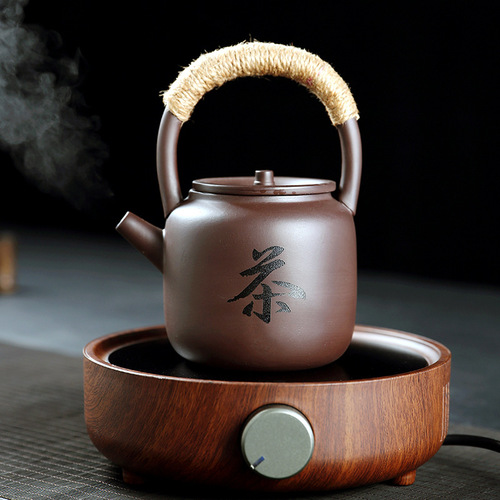 Purple sand lifting beam household ceramic teapot Japanese retro handmade kung fu teapot tea ceremony tea filter single pot