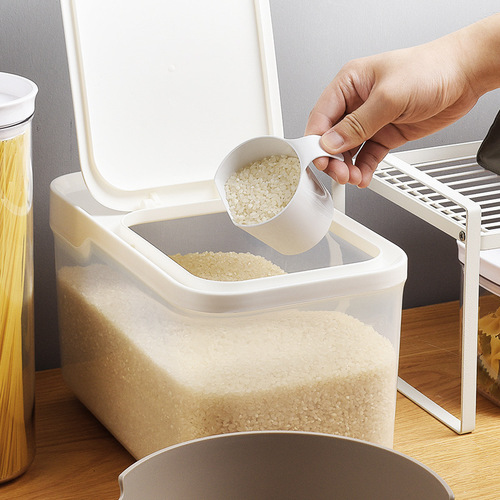 Sealed Rice Storage Bin, Thickened Grain Bucket, Multi-Grain Container, Home Use Rice Storage Jar with Pest and Moisture Proof, Comes with Measuring Cup
