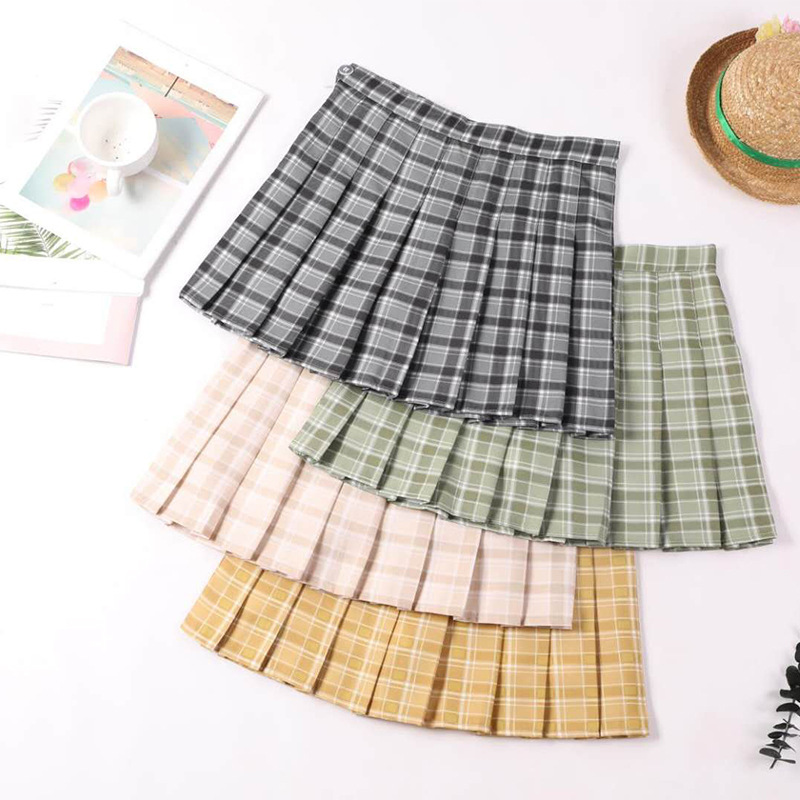 Pleated skirt lattice skirt 2020 new pattern skirt Korean Edition student Paige skirt On behalf of