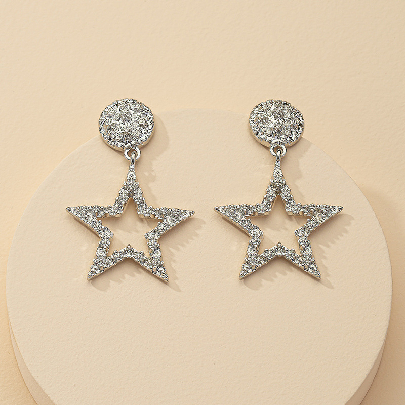 Fashion 1 Pair Of Metal Texture Five-star Hot Selling Earrings Wholesale display picture 1