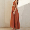 Neck tie wrap chest sexy hollow out irregular long dress